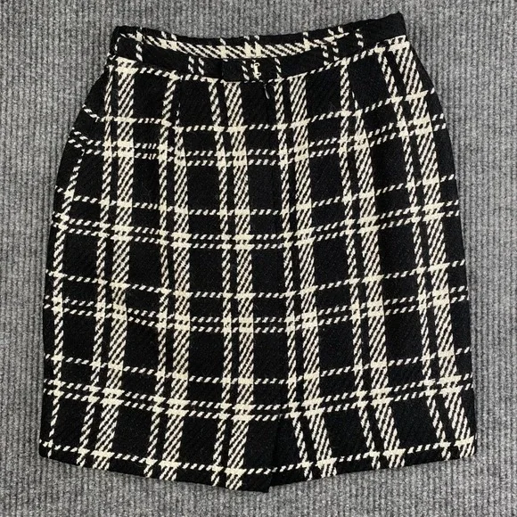 JH Collectibles Vintage 90s Plaid Wool Pencil Skirt Black Preppy Size 10 USA 781 - Picture 4 of 8